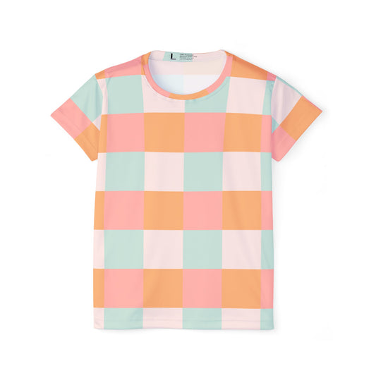 "Pastel Grid: A Playful and Comfortable Geometric T-Shirt for Casual Style"