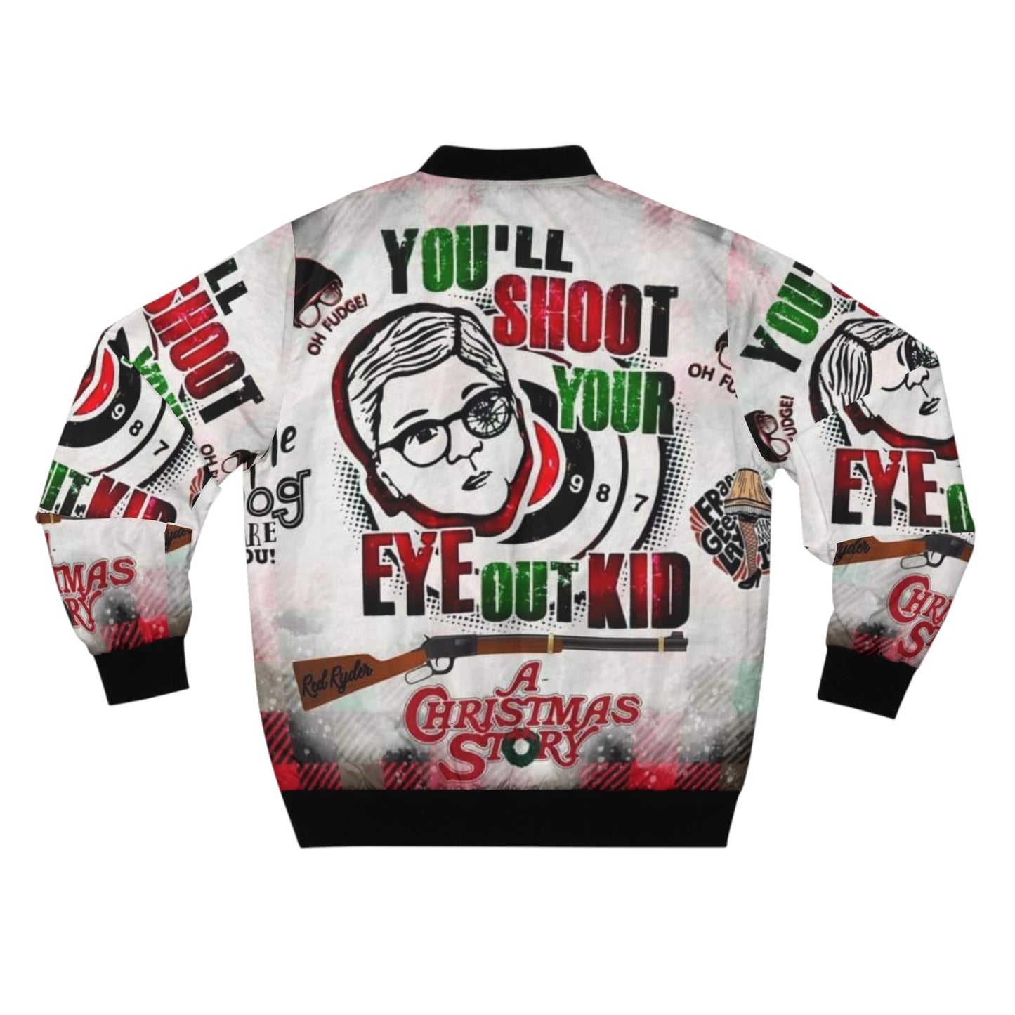 "A Christmas Story" Inspired Bomber Jacket with Iconic Quotes and Graphics