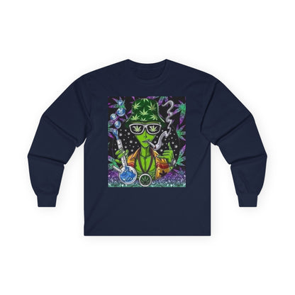 "Chill Alien Vibes: Cannabis Culture Long-Sleeve Shirt"